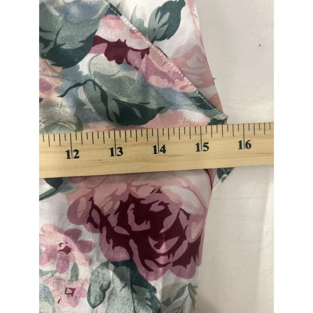 Mystique Intimates Pink Floral Satin Pajama Set Camisole Tap Shorts‎ Small